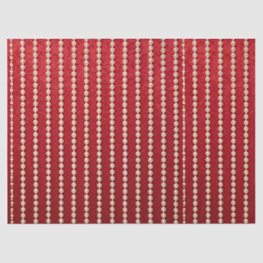 Red and White Velvet-Look Pearl Tissuepapier (Voorkant)