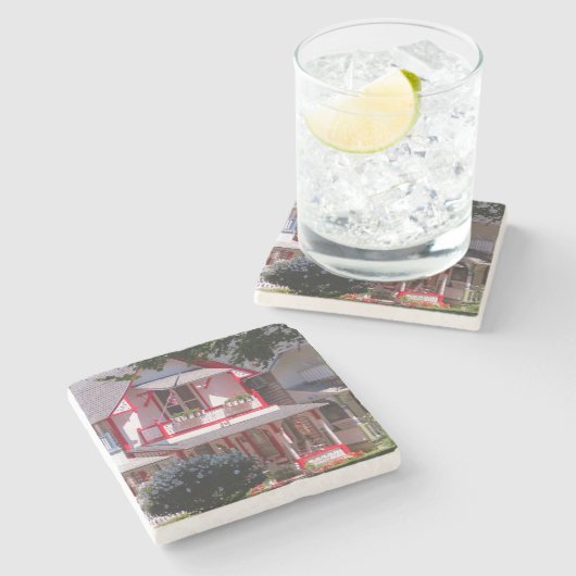 Red and White Victoriaans - Martha's wijntuin Stenen Onderzetter (Zijkant)