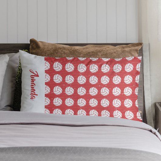 Red and White Volleyball Pattern Pillowcase Kussensloop