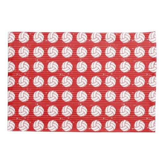Red and White Volleyball Pattern Pillowcase Kussensloop (Achterkant)