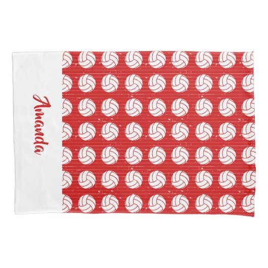Red and White Volleyball Pattern Pillowcase Kussensloop (Voorkant)