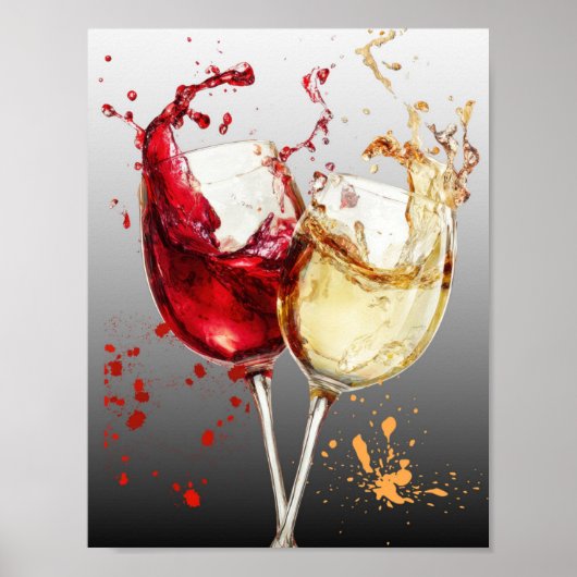 Red and White Wine Splatter Art Poster (Voorkant)