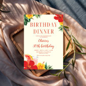 Red and Yellow Cocktail Birthday Dinner Party Kaart