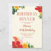 Red and Yellow Cocktail Birthday Dinner Party Kaart (Voorkant)