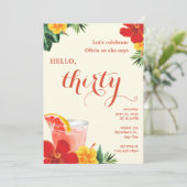 Red and Yellow Cocktail Birthday Party Kaart (Staand voorkant)