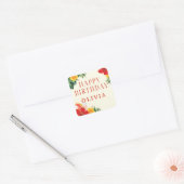 Red and Yellow Cocktail Birthday Party Vierkante Sticker (Envelop)