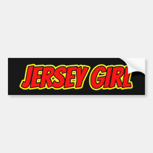 Red and Yellow Comic Jersey Girl Bumpersticker