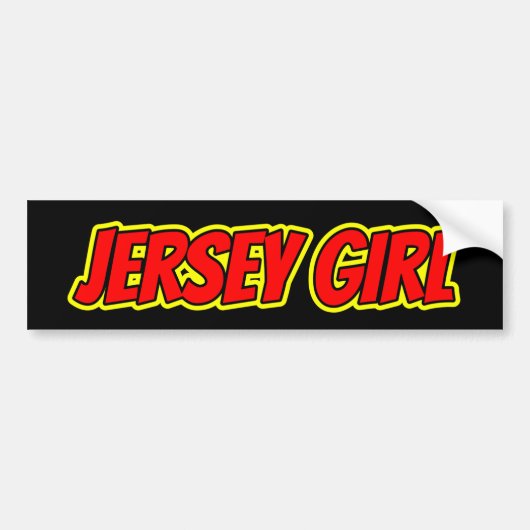 Red and Yellow Comic Jersey Girl Bumpersticker (Voorkant)