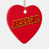Red and Yellow Comic Jersey Girl Keramisch Ornament (Rechts)