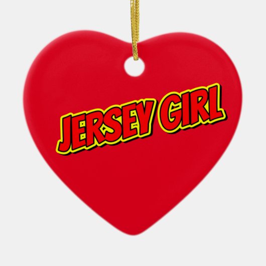 Red and Yellow Comic Jersey Girl Keramisch Ornament (Voorkant)