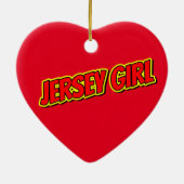Red and Yellow Comic Jersey Girl Keramisch Ornament (Achterkant)