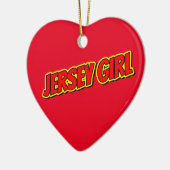 Red and Yellow Comic Jersey Girl Keramisch Ornament (Links)