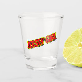 Red and Yellow Comic Jersey Girl Shot Glas