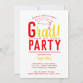 Red and Yellow Gold Graduparty Kaart (Voorkant)