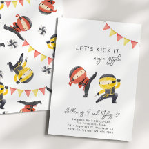 Red and Yellow Ninja Birthday Invitation