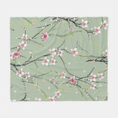 red and yellow small flower pattern on green backg fleece deken (Voorkant (Horizontaal))