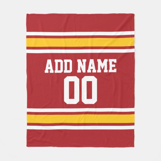 Red and Yellow Sports Jersey Custom Name Fleece Deken (Voorkant)
