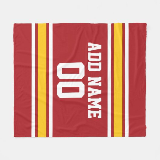 Red and Yellow Sports Jersey Custom Name Fleece Deken (Voorkant (Horizontaal))