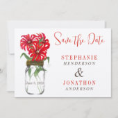 Red Andes Mountain Wildflower Mason Jar Bruiloft Kaart (Voorkant)