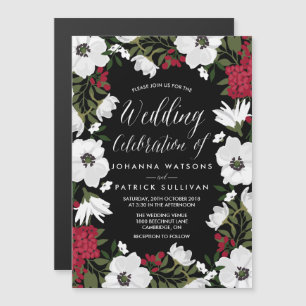 Red Anemone Blooms Magnetic Weddenation Invitation Magnetische Uitnodiging