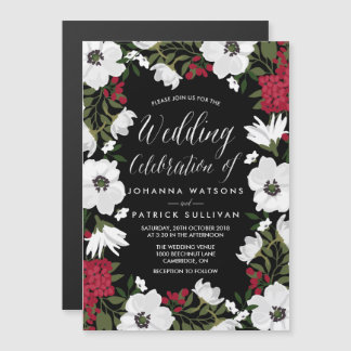 Red Anemone Blooms Magnetic Weddenation Invitation Magnetische Uitnodiging