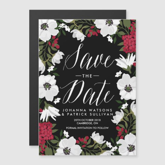 Red Anemone Blooms Save the Date Magnets Magnetische Uitnodiging (Voorkant / Achterkant)