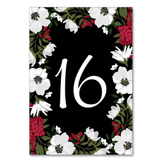 Red Anemone Blooms Table Numbers Card Kaart (Achterkant)