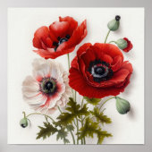 Red Anemone Flowers Art Print Poster (Voorkant)