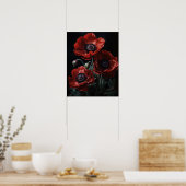 Red Anemone Flowers Art Print Poster (Keuken)