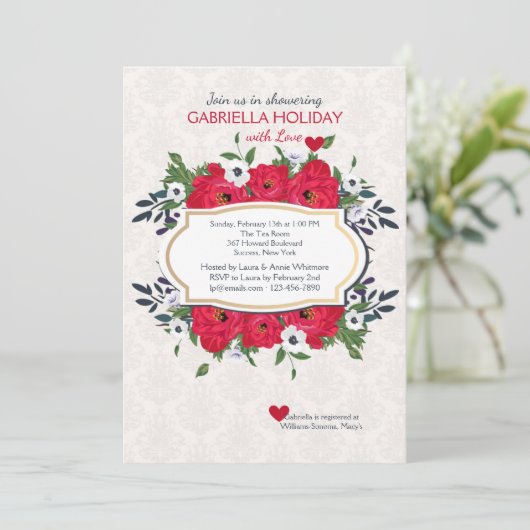 Red Anemones Invitation Kaart (Staand voorkant)