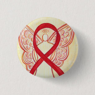 Red Angel Awareness Ribbon Custom Art Pins Ronde Button 3,2 Cm