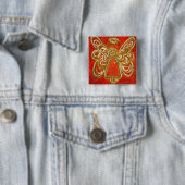 Red Angel Button Pin (In situ)