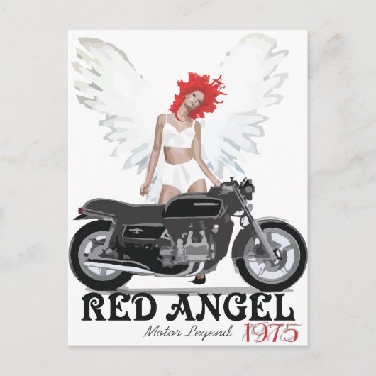Red Angel Cafe Racer Motor Legend Briefkaart (Voorkant)