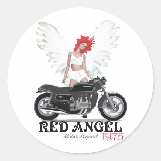 Red Angel Cafe Racer Motor Legende Ronde Sticker (Voorkant)