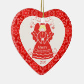 Red Angel kerst Heart Keramisch Ornament (Rechts)