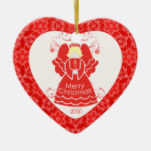 Red Angel kerst Heart Keramisch Ornament (Voorkant)