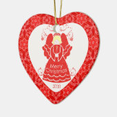 Red Angel kerst Heart Keramisch Ornament (Links)