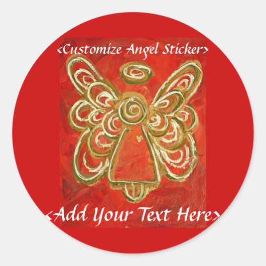 Red Angel Sticker met aangepaste woorden (Voorkant)