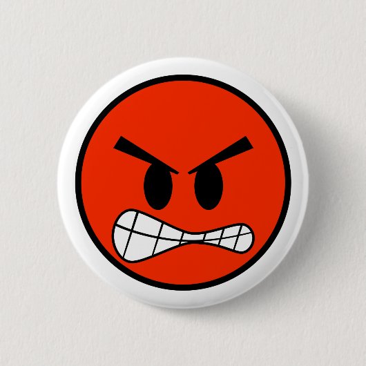 Red Angry Face Emoji Ronde Button 5,7 Cm (Voorkant)
