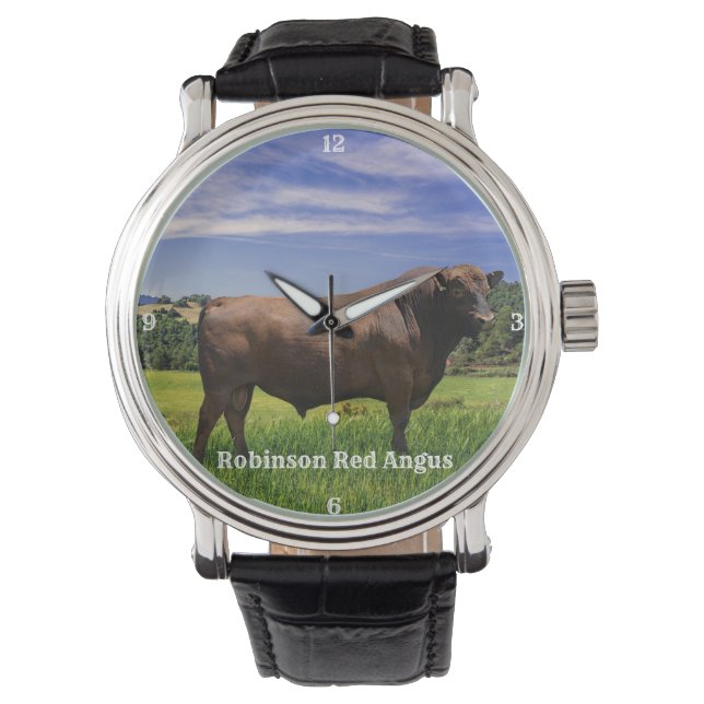 Red Angus Bull Horloge (Voorkant)