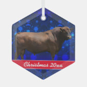 Red Angus Bull kerstkeramiek Glas Ornament (Voorkant)