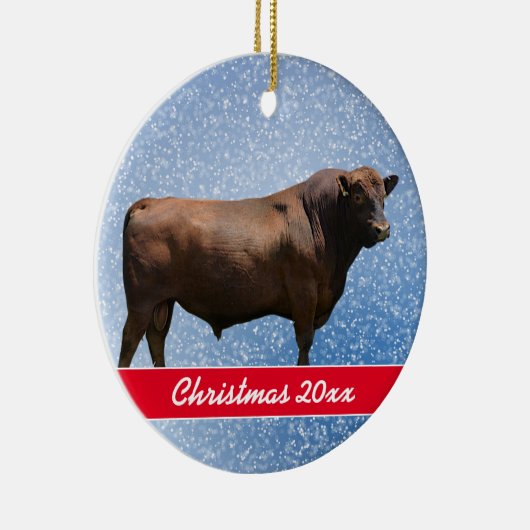 Red Angus Bull kerstkeramiek Keramisch Ornament (Rechts)