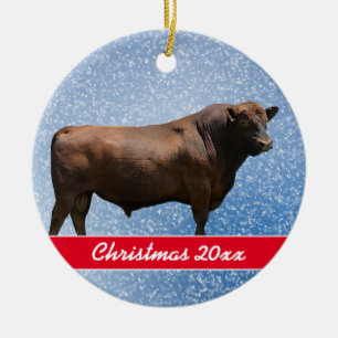 Red Angus Bull kerstkeramiek Keramisch Ornament