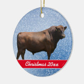 Red Angus Bull kerstkeramiek Keramisch Ornament (Links)