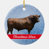 Red Angus Bull kerstkeramiek Keramisch Ornament (Achterkant)