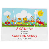 Red Animal Circus Trein Kinderen Verjaardag Dank u Groot Cadeauzakje (Achterkant)