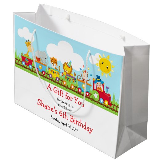 Red Animal Circus Trein Kinderen Verjaardag Dank u Groot Cadeauzakje (Achterkant Gekanteld)