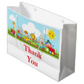 Red Animal Circus Trein Kinderen Verjaardag Dank u Groot Cadeauzakje (Voorkant Gekanteld)