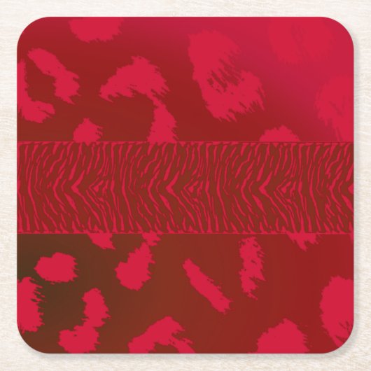 Red Animal Fur Patroon Kartonnen Onderzetters (Voorkant)