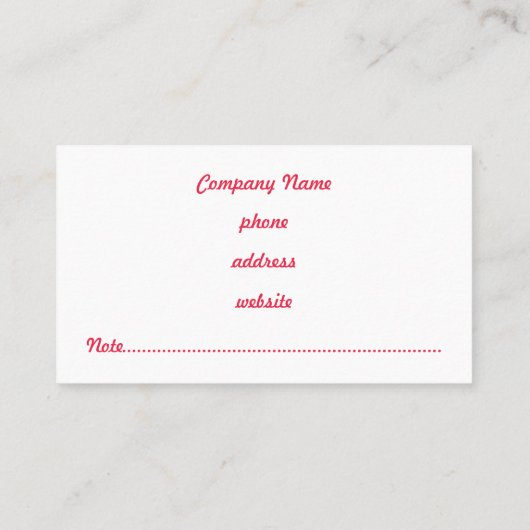 Red Animal Print Visitekaartje (Achterkant)